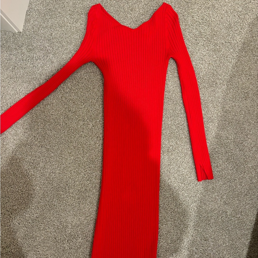 H&M Vibrant Red Long Sleeve Dress